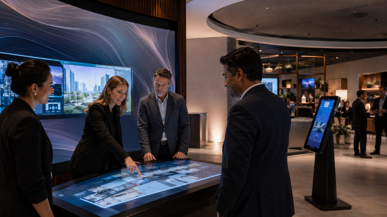 Guests exploring AI-powered interactive brand experience